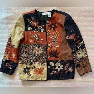 Draper’s & Damon’s Jacket Women's Size Medium Colorful Fall Embroidery Patchwork